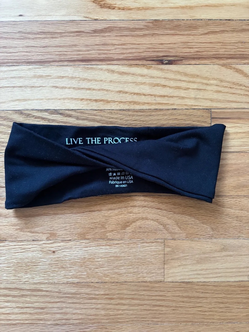 Live The Process Black Twisted Performance Headband with Logo